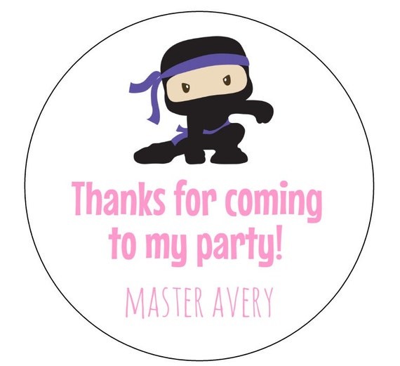 12 Girl Ninja Stickers, Ninja Birthday, Ninja Theme, Master Ninja, Birthday, Thanks for Coming, Personalized Stickers, Ninja Party, Warrior Il_570xn
