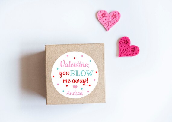 Blow Me Away Valentine Stickers, Valentine's Day, Class Party, Valentine's Tags, Bubble Stickers, Valentine Labels, Pouch Labels, Favors Il_570xn