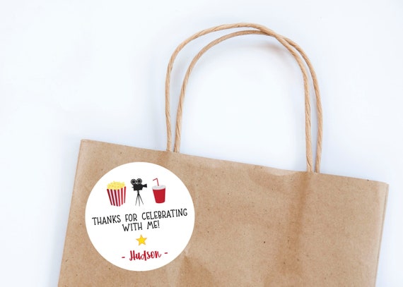 Movie Theme Stickers, Movie Theme, Birthday Labels, Movie Theme Birthday, Movie Party, Popcorn Party, Popcorn Stickers, Movie Night Il_570xn