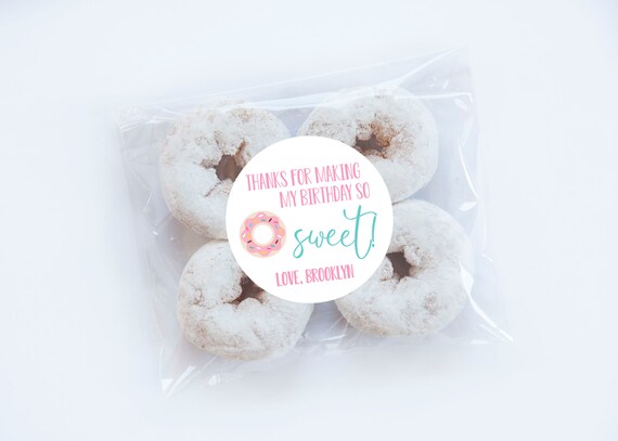 Pink Donut Stickers, Thank You Labels, Hole Bunch, Donut Birthday, Donut Tags, Girl Birthday, Baby Shower, Donut Labels, Donut Theme Il_570xn
