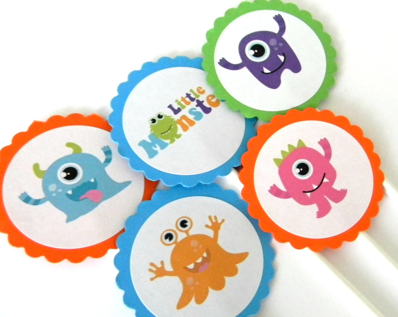 12 Monster Cupcake Toppers Monster Birthday First Birthday Etsy