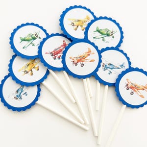 12 Airplane Cupcake Toppers, Airplane Theme, Aviator Party, First Birthday, Plane Birthday, Airplane Party, Baby Shower, Plane Shower, Plane