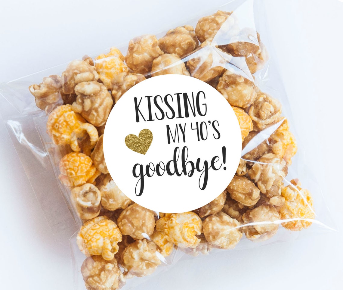 Kissing My 40s Goodbye Stickers Thank You Tags 50 Labels - Etsy