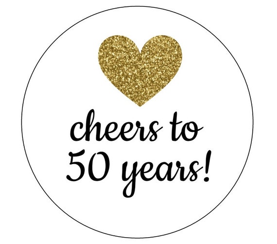 12 Cheers 50 Years Stickers, Gold Heart, Cheers Labels, Celebrating 50, 50th Birthday, 40 Years, Milestone Tags, Favor Tags, Birthday Favors Il_570xn