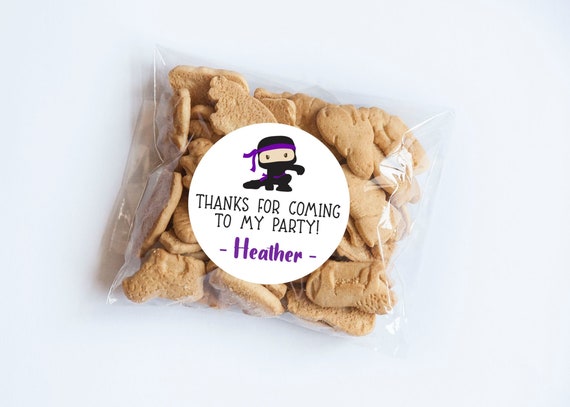 Purple Ninja Stickers, Ninja Birthday, Ninja Theme, Master Ninja, Birthday, Thanks for Coming, Personalized Stickers, Ninja Party, Warrior Il_570xn