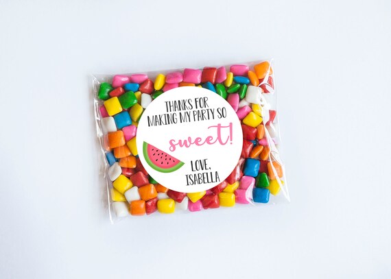 Pink Watermelon Stickers, First Birthday, Sweet Birthday Stickers, Summer Birthday, Watermelon Theme, Picnic Theme, Personalized Labels Il_570xn