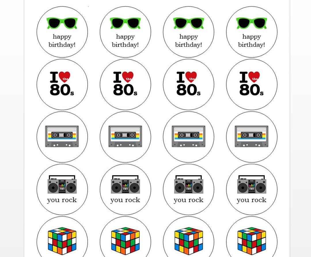 24 80s Theme Stickers 80s Party Envelope Seals First - Etsy