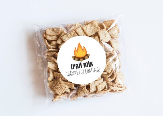 Campfire Stickers, Trail Mix, Camping Theme, Camping Favors, Campfire Labels, Camping Birthday, Party Favors, Trail Mix Labels, Party Il_570xn