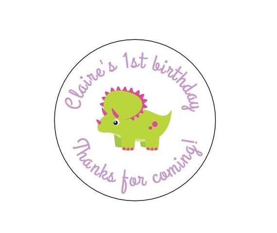 20 Triceratops Birthday Stickers, Dinosaur Labels, Dinosaur Theme, First Birthday, Dinosaur Party, Girl Dinosaur Birthday, Dino Favors, Tags Il_570xn