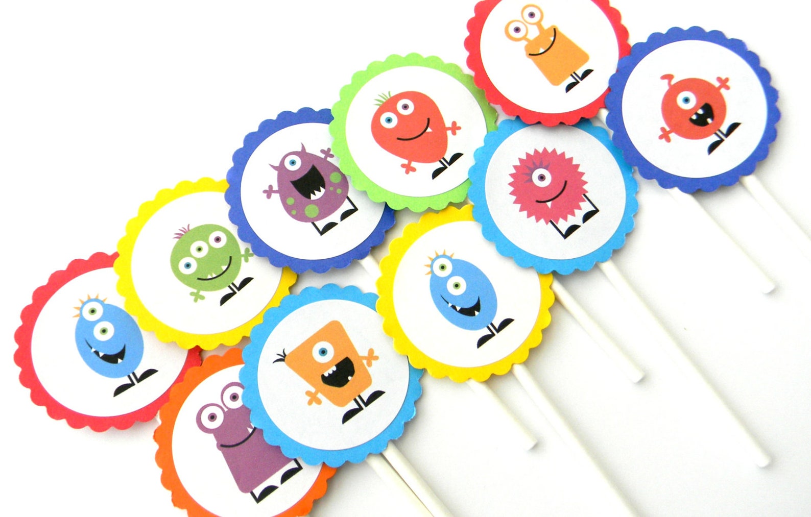 12 Monster Cupcake Toppers Monster Birthday Silly Monsters Etsy
