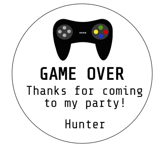 12 Game Over Gaming Stickers, Controller Stickers, Thank You Labels, Treat Stickers, Goodie Bags Labels, Gaming Birthday, Gaming Controller Il_570xn