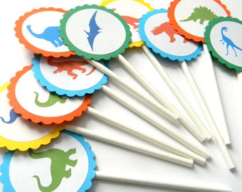 12 Dinosaur Cupcake Toppers, Dino Birthday, First Birthday, Dino Theme, Boy Birthday, Dinosaur Birthday, Dinosaur Toppers, Cake Topper