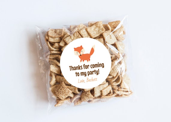 Orange Fox Stickers, Fox Birthday, Birthday Labels, Fox Favors, First Birthday, Woodland Theme, Baby Shower Labels, Fox Party, Thank You Il_570xn