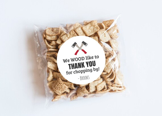 Chopping By Ax Stickers, Woodland, Thanks for Coming, Lumberjack Theme, Plaid Bear, Lumberjack Birthday, First Birthday, Favor Tags Il_570xn