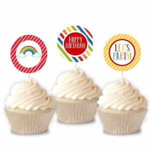 Printable Rainbow Cupcake Toppers, Rainbow Theme, First Birthday, Rainbow Birthday, Digital Cupcake Toppers, DIY, Let&#39;s Party, Magical