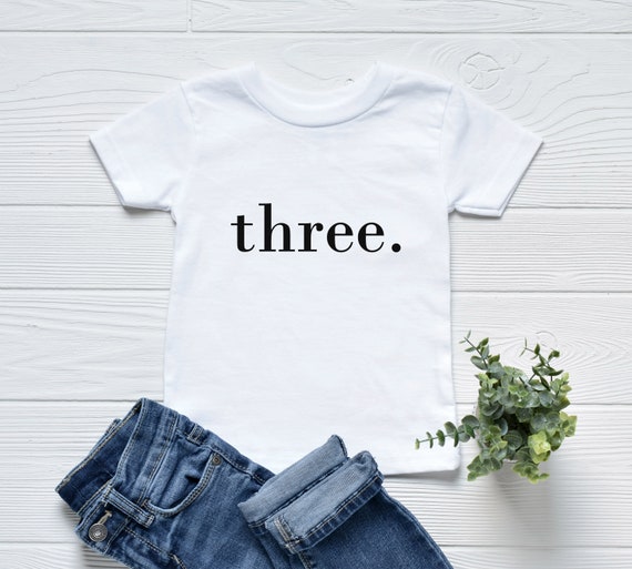 Three Birthday Tee, Kids Shirt, Birthday, 3rd Birthday Shirt, Clothing, White Shirt, Kids Apparel, Basic Shirt Il_570xn