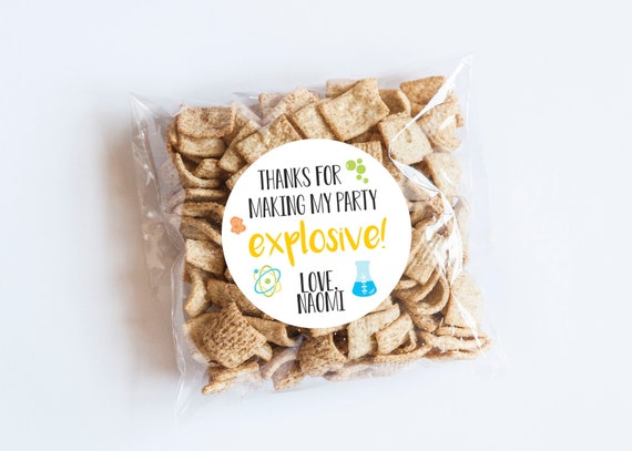 Science Theme Stickers, Thank You Stickers, Goodie Bags, Gift Tags, Science Party, Beaker Labels, Laboratory Birthday, Party Decor Il_570xn