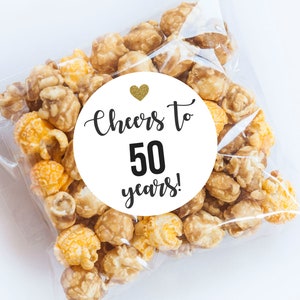 Cheers 50 jaar stickers, gouden hart, Cheers labels, 50 vieren, 50e verjaardag, 40 jaar, mijlpaaltags, gunsttags, verjaardagsgunsten