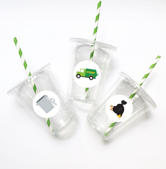 Recycle Party Cups, Drinking Cups, First Birthday, Trash Party, Garbage Truck, Plastic Cups, Disposable, Favors, Recycle Birthday, Trucks Il_570xn