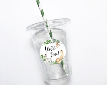 Wild One Safari Party Cups, 16 oz, Drinking Cups, First Birthday, Wild One Birthday, Jungle, Safari, Plastic Cups, Favors, Plastic Cups