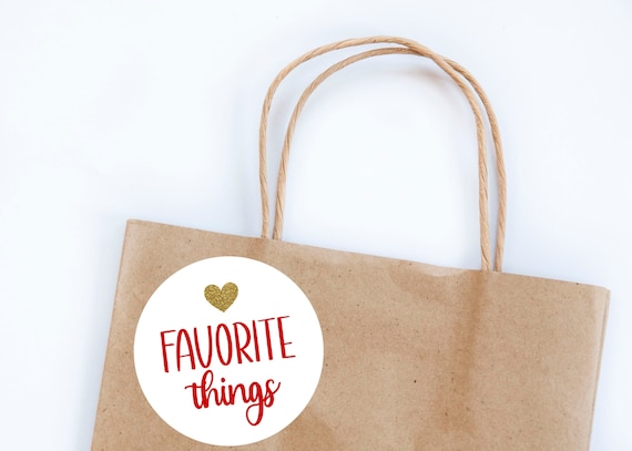 Favorite Things Stickers, Christmas Stickers, Packaging, Favorite Things Party, Holiday Tags, Christmas Tags, Christmas Party, Gold Heart Il_570xn