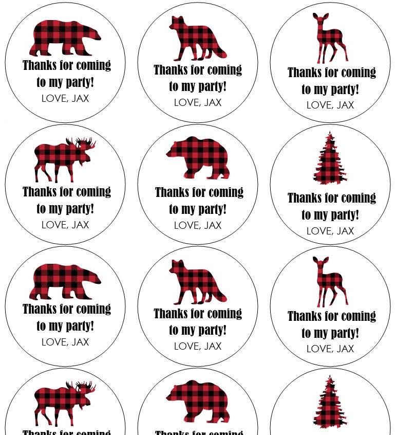 Set of 12 Plaid Bear Wild One Stickers Set of 12 Plaid Bear Wild One Stickers
