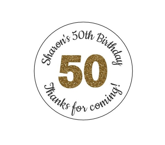 Gold 50th Birthday Stickers, Gold Theme, 50th Birthday, Girl Birthday, Thanks for Coming, Personalized, One Labels, Envelope Seals, Party Il_570xn