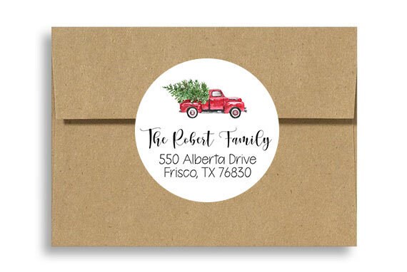 Address Labels Christmas Truck Stickers, Christmas Stickers, Packaging, Personalized Stickers, Christmas Tag, Christmas Cards, Vintage Truck Il_570xn