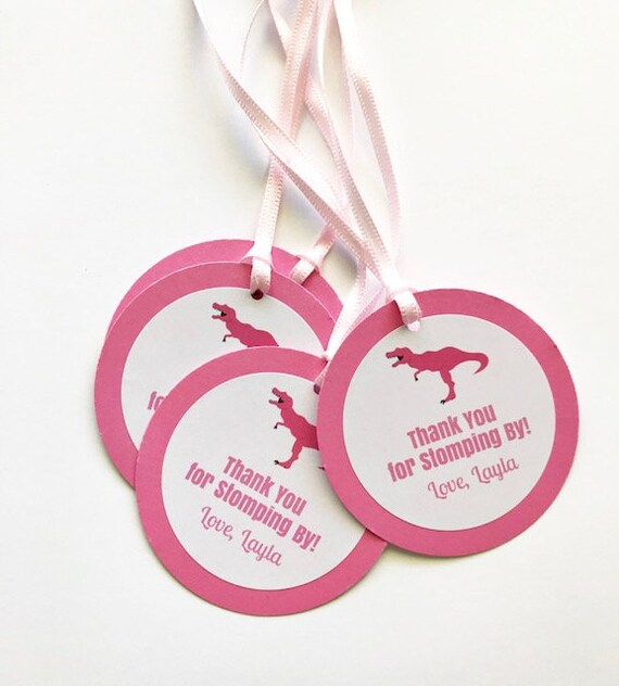 20 Pink Dinosaur Gift Tags, T Rex Theme, Stomping By, Girl Dinosaur, Dinosaur Birthday, Dinosaur Favors, She Rex Party, Wild One Il_570xn