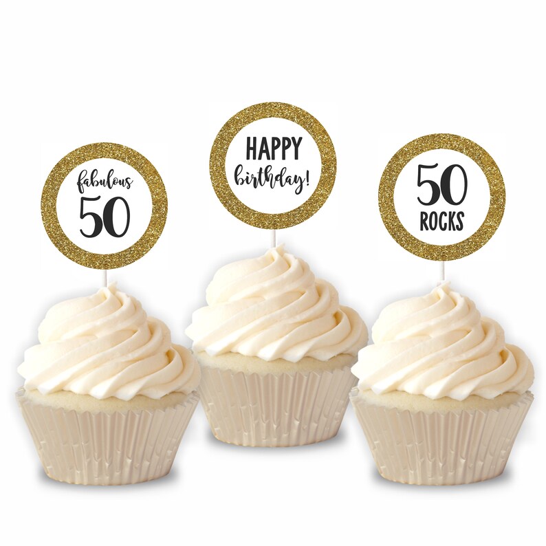 Printable 50th Birthday Cupcake Toppers Fabulous 50 50th | Etsy