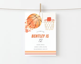 Basketball Theme Invitation, Sports Theme, Invitation, Digital Download, First Birthday, Game Time, Sports Birthday, Printable