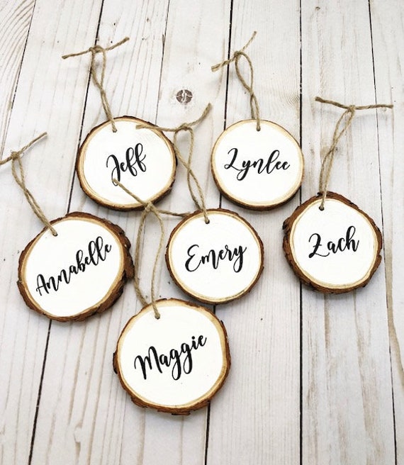 Custom Name Ornament, Wood Slice Ornament, Christmas Tree, Holiday Ornaments, Chalkboard Ornament, Rustic Christmas, Tree Decorating Il_570xn