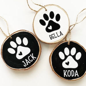 Paw Print Ornament, Dog Ornament, Wood Slice Ornament, Christmas Tree, Holiday Ornaments, Dog Gift, Rustic Christmas, Tree Decorating