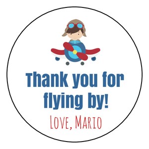 Flying By Airplane Stickers, Plane Theme, Airplane Labels, Thank You Labels, Airplane Birthday, Party Favors, First Birthday, Planes image 2