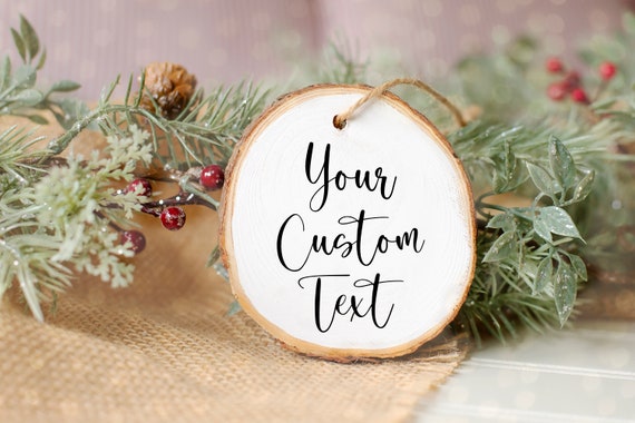 Custom White Wood Ornament, Wood Slice Ornament, Christmas Tree, Holiday Ornaments, Chalkboard Ornament, Rustic Christmas, Tree Decorating Il_570xn