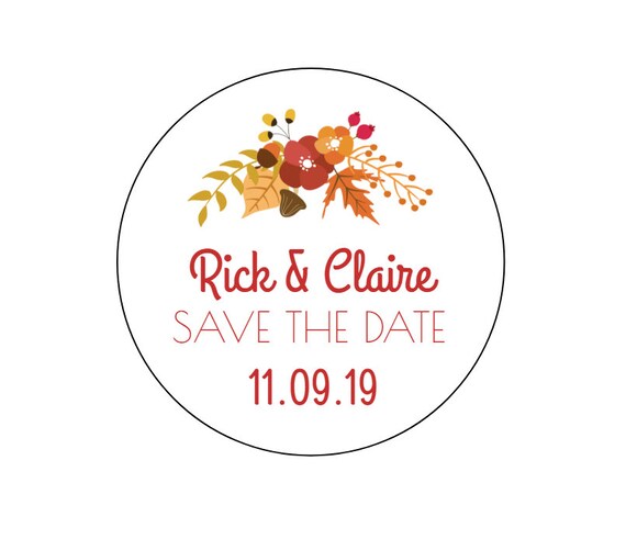 12 Fall Floral Save the Date Stickers, Wedding, Favor Labels, Flower Labels, Wedding Labels, Shower Favors, Favor Tags, Floral Wedding Il_570xn