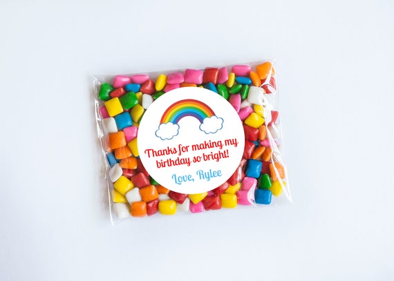 Bright Rainbow Stickers, Rainbow Birthday, Thank You Stickers, Favors, Gift Tags, Party Decor, First Birthday, Rainbow Labels, Clouds Il_570xn