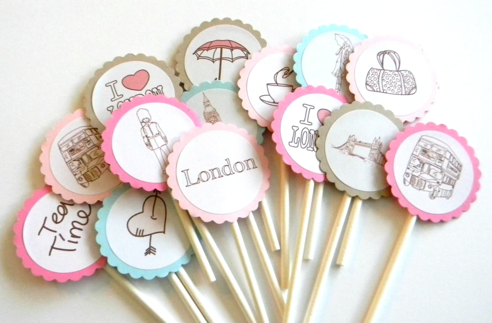 12 London Cupcake Toppers London Theme First Birthday Etsy