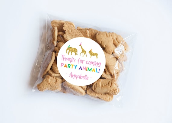 Party Animal Gold Stickers, Wild One, Safari Animals Theme, Wild One Party, Party Animal, Zoo Animal Tag, Party Favors, Wild Animals Il_570xn