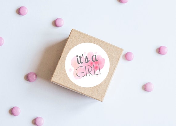 It's a Girl Stickers, Watercolor Spots, Pink Blobs, Baby Shower, Baby Girl, Gender Reveal, Watercolor Labels, Pink Stickers, Birthday Il_570xn