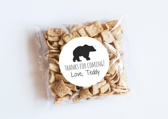 Black Bear Stickers, Thanks for Coming, Lumberjack Theme, Lumberjack Birthday, First Birthday, Favor Tags, Woodland Theme, Party Il_570xn
