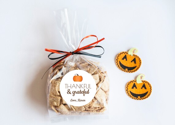 Pumpkin Thankful & Grateful Stickers, Happy Fall, Fall Theme, Pumpkin Birthday, Pumpkin Theme, Fall Favors, Grateful Stickers, Labels Il_570xn