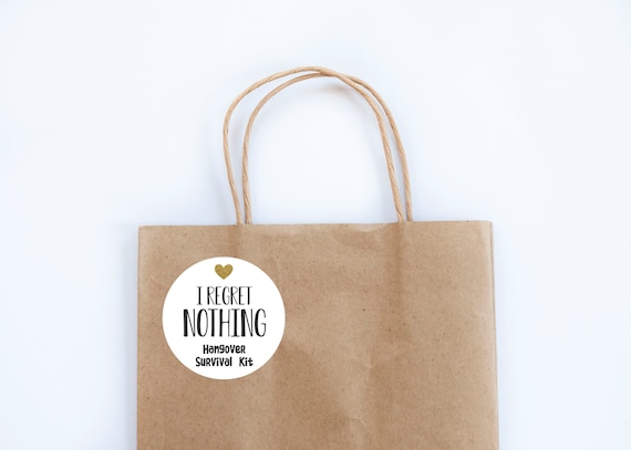 Regret Nothing Hangover Stickers, Bachelorette Weekend, Hangover Favors, Hangover Labels, Survival Stickers, Bridal Shower, Party Tags Il_570xn