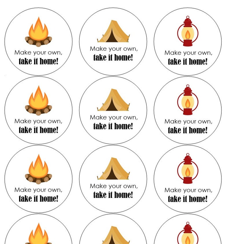 12 Camping Cupcake Toppers, Camping Theme, First Birthday, Outdoor Birthday, Campfire, Camping Birthday, Tent Toppers, Tribal Shower image 3