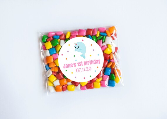 Blue Narwhal Stickers, Rainbow, Narwhal Theme, Summer Birthday, Under the Sea Theme, First Birthday, Narwhal Labels, Narwhal Favors Il_570xn