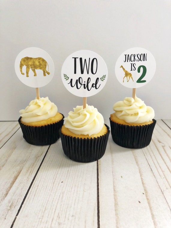 12 Wild Safari Cupcake Toppers, Safari Theme, Safari Birthday, First Birthday, Two Wild, Wild One, Wild Birthday, Safari Toppers Il_570xn