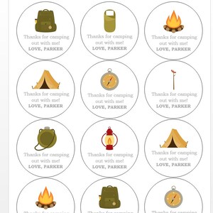 12 Camping Cupcake Toppers, Camping Theme, First Birthday, Outdoor Birthday, Campfire, Camping Birthday, Tent Toppers, Tribal Shower image 2