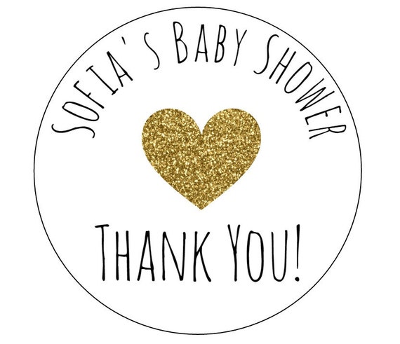 12 Heart Baby Shower Stickers, Thank You Labels, Shower Favor Labels, Bottle Labels, Baby Shower Labels, Goodie Bag Labels, Gold Heart Label Il_570xn