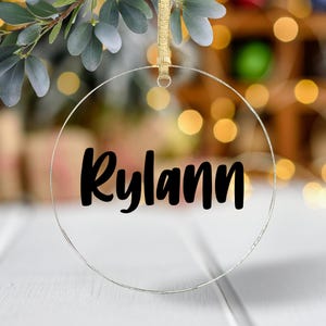 Acrylic Name Ornament, Black, Custom Ornament, Holiday, Personalized Ornament, Gift, Kids Name, Baby Ornament, Welcome, Christmas Gift