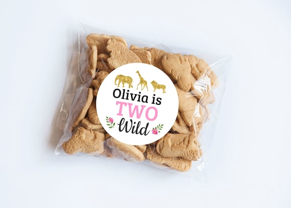 Custom Pink Two Wild Safari Stickers, Wild One, Safari Animals Theme, Wild One Party, Party Animal, Zoo Animal, Party Favors, Wild Animals Il_570xn
